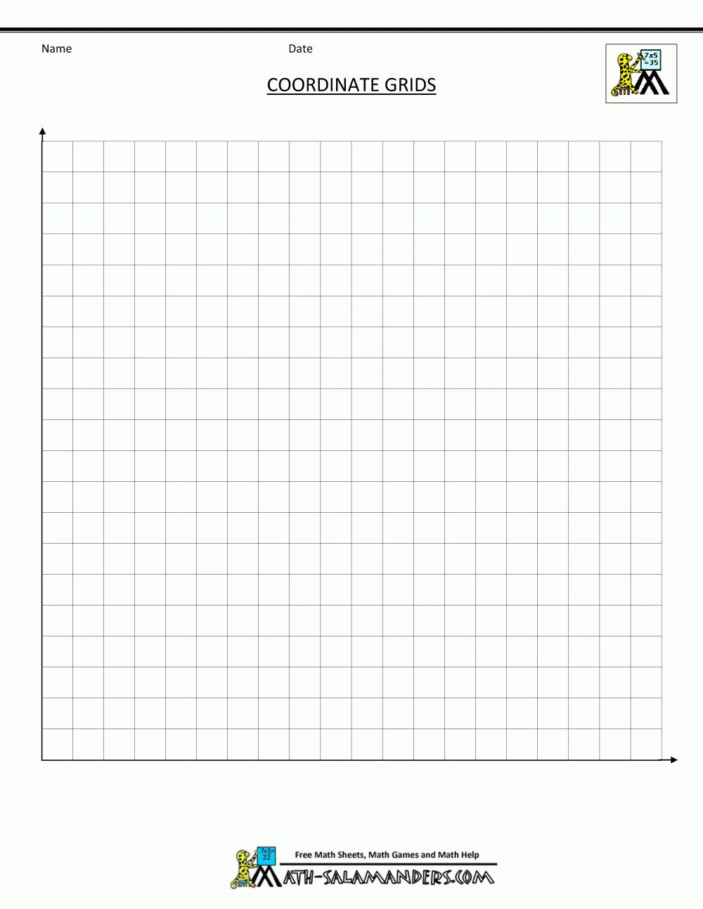 Printable Blank Coordinate Plane