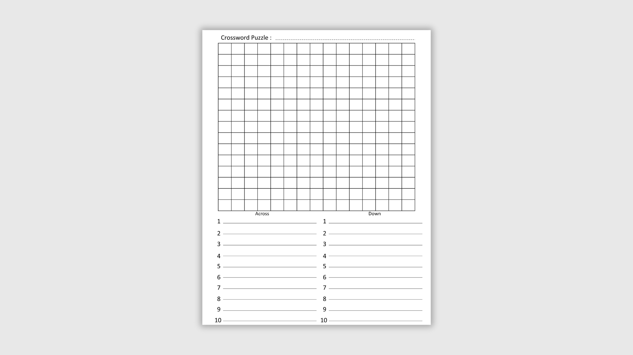 Printable Crossword Grids Blank