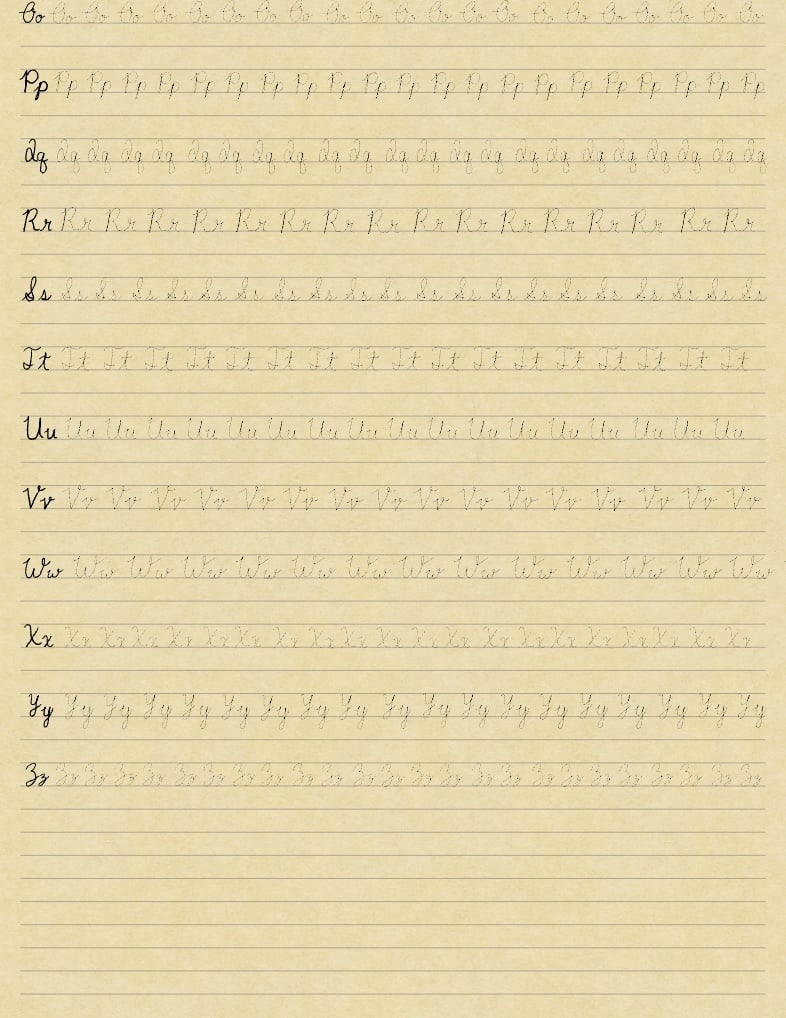 Blank Cursive Handwriting Staff Printable