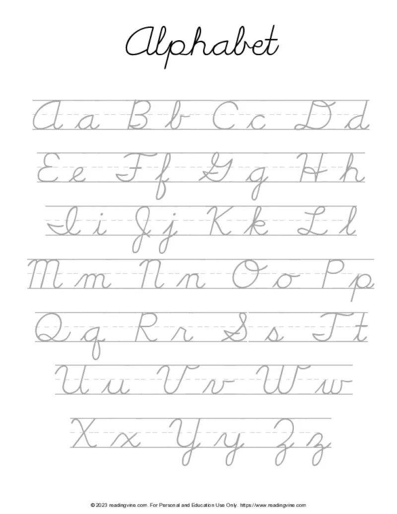 Cursive Writing Practice Sheets PDF ReadingVine