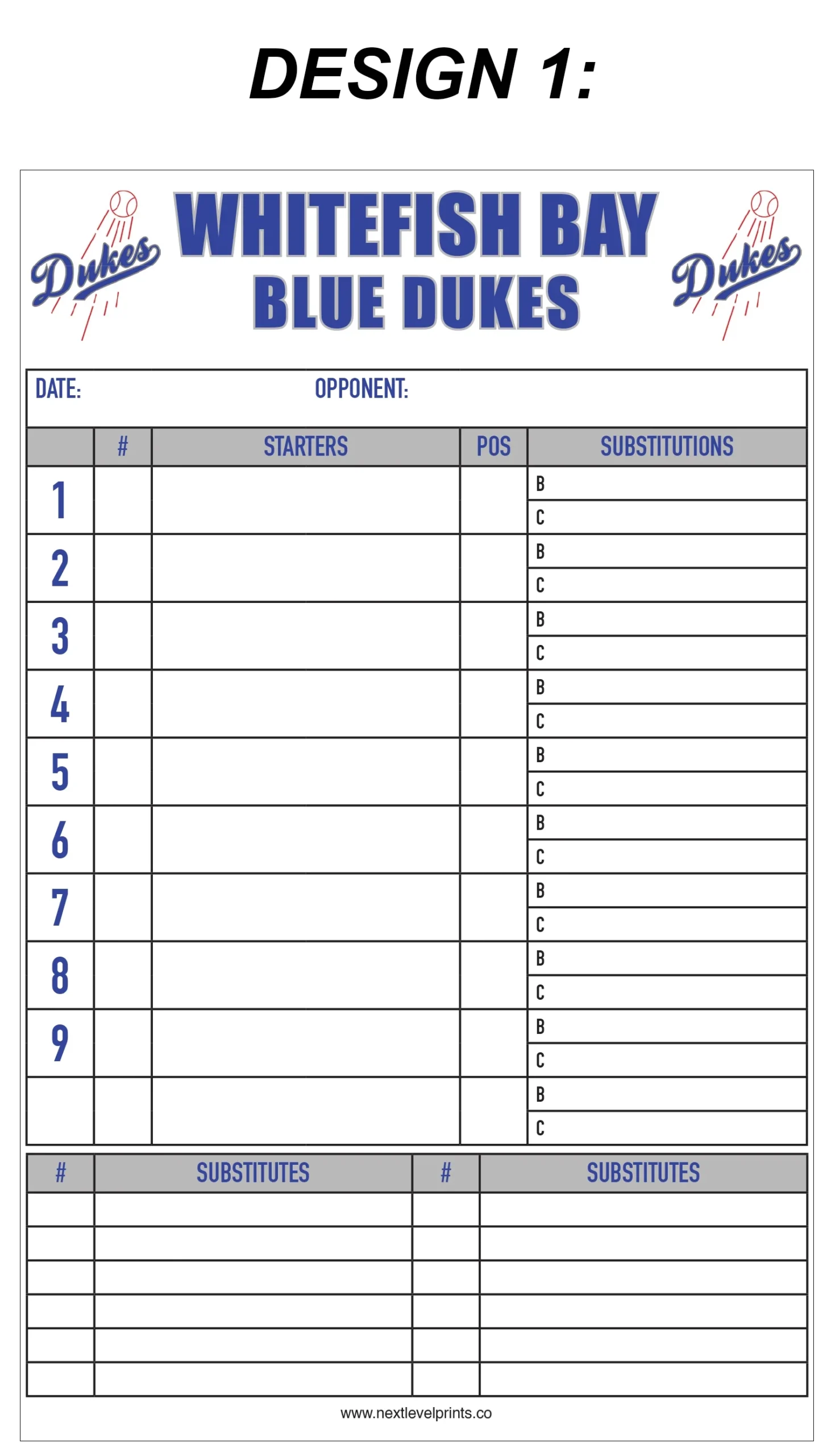 Custom Lineup Cards Next Level Prints