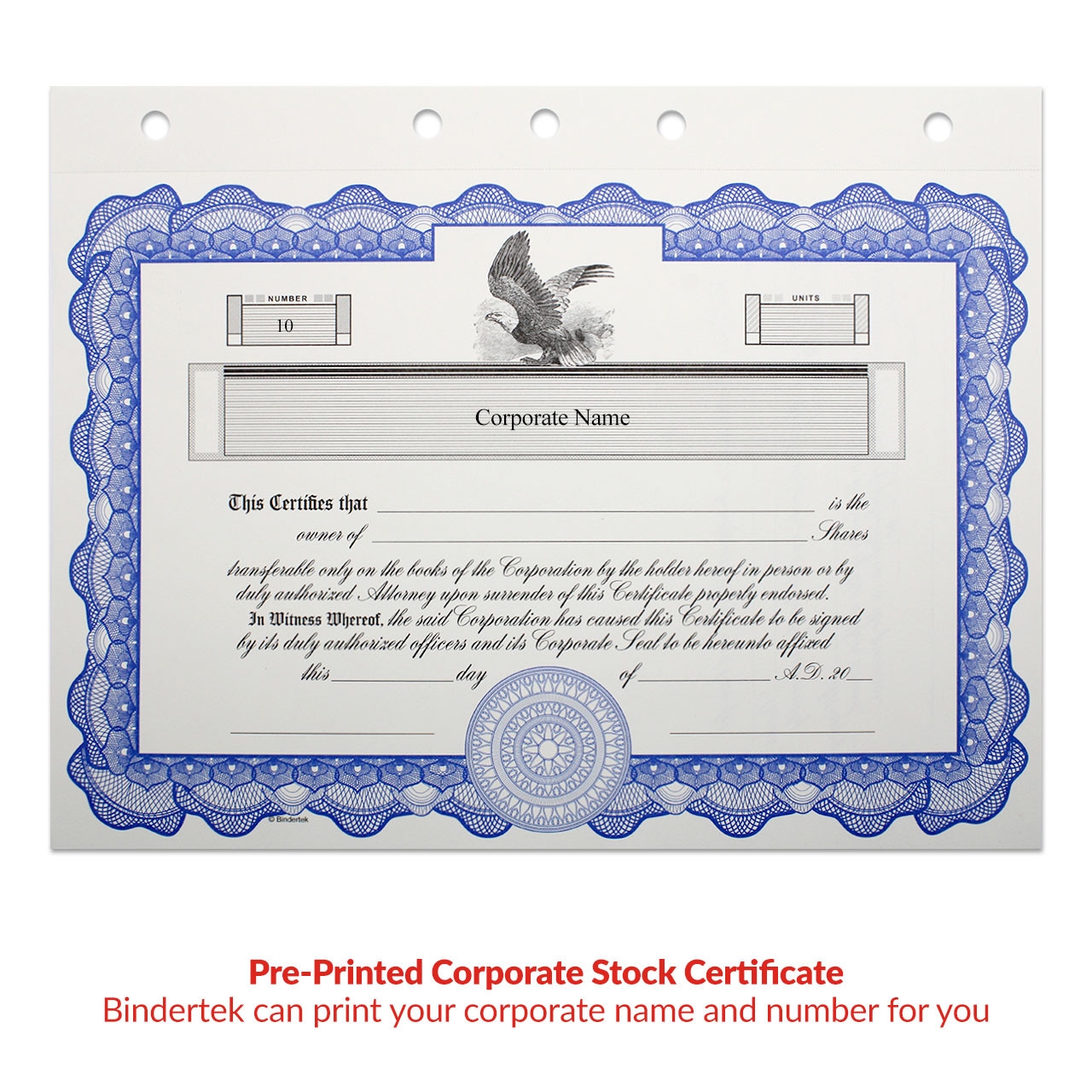 Customizable Corporate Stock Certificates Bindertek