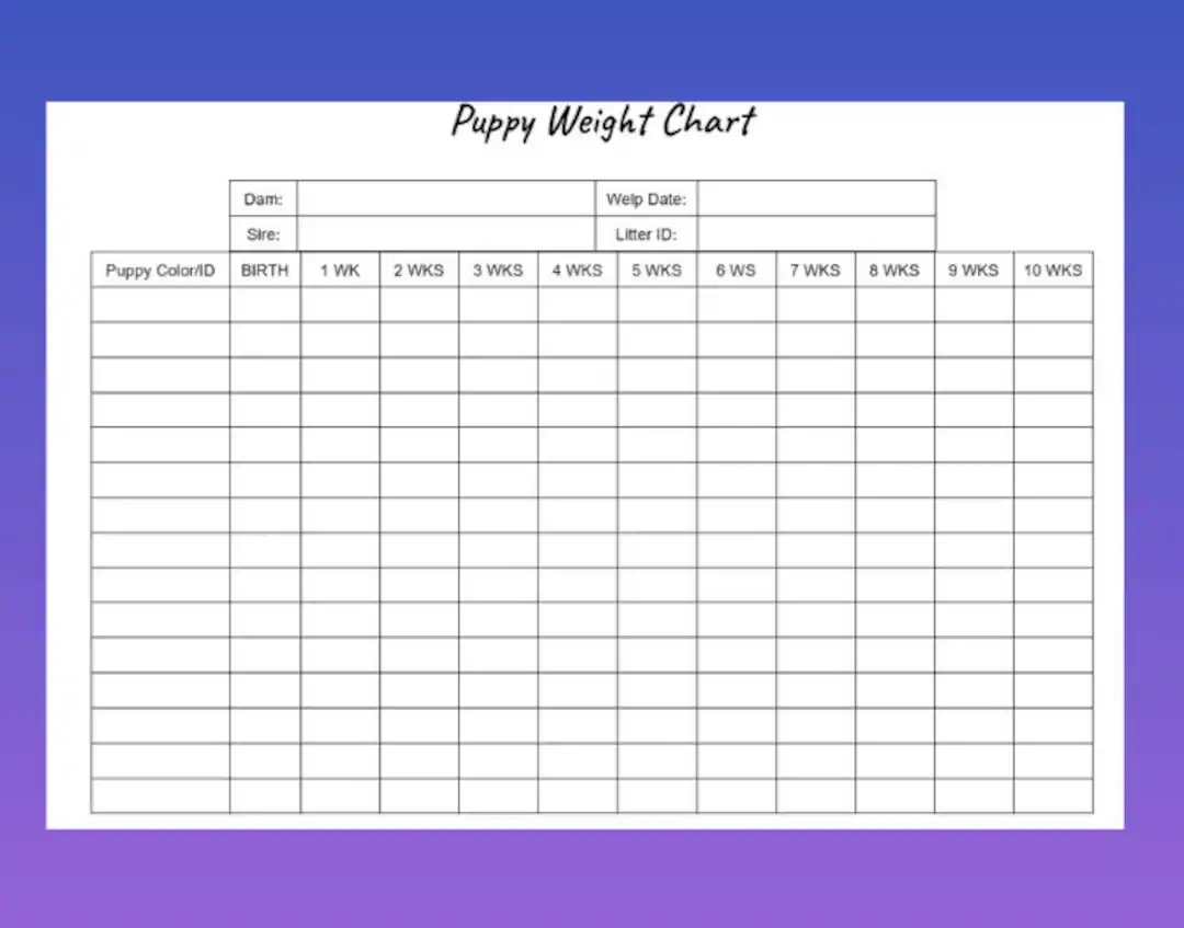 Customizable Puppy Weight Chart For Tracking Your Fur Baby s 