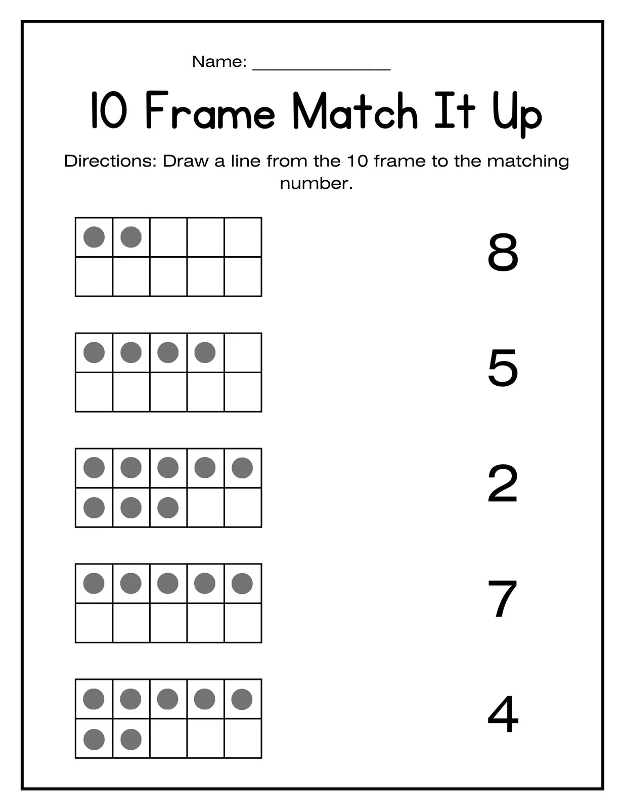 Blank Printable Kindergarten Numbers Worksheets