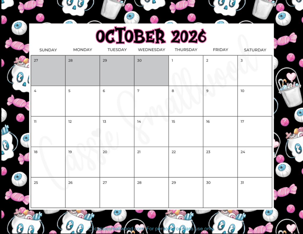 Cute Free Printable 2026 Monthly Calendar Blank amp With Holidays 