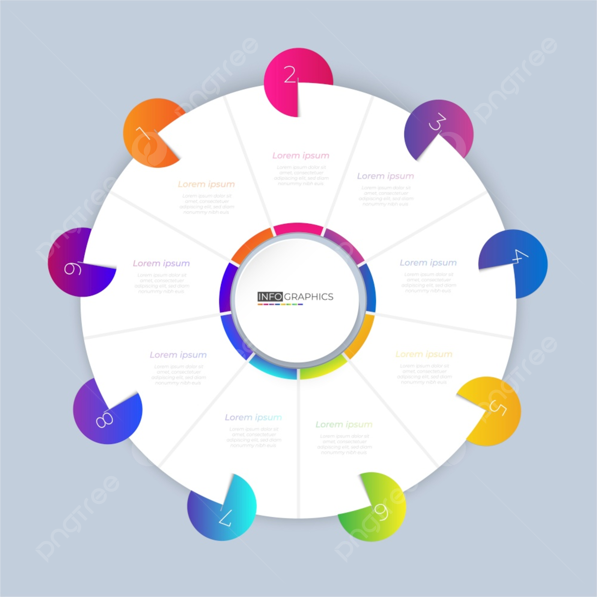 Cycle Chart Origami Paper Color In Vector Info Graphic Template 