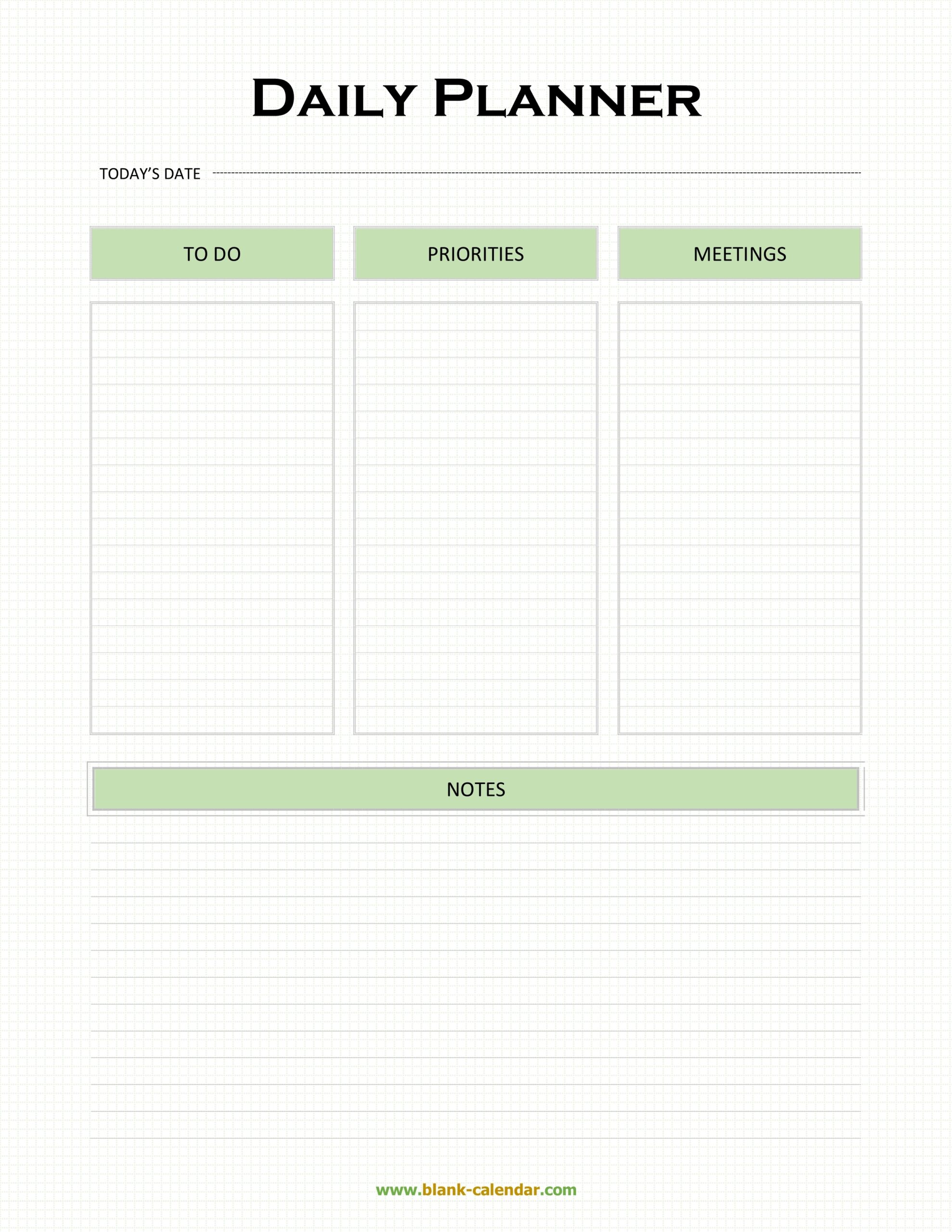Blank Printable Daily Planner Template