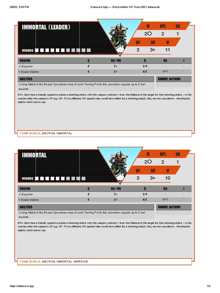 Datacard App Get Printable Kill Team 2021 Datacards 2 PDF 