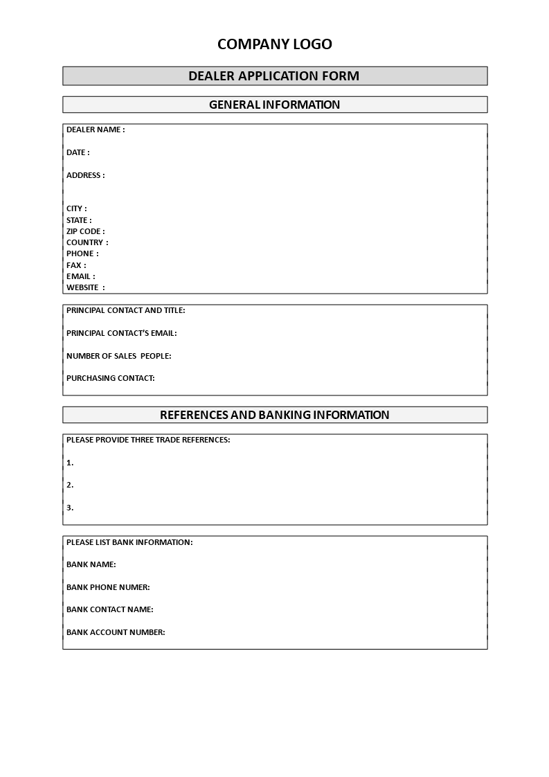 Dealer Application Template Templates At Allbusinesstemplates