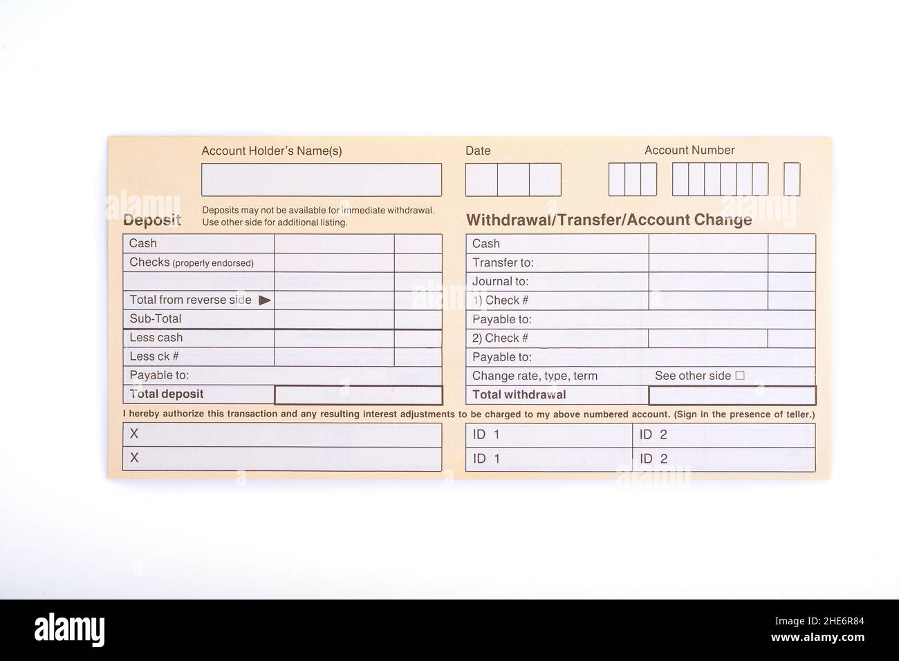 Deposit And Withdrawal Slip Hi res Stock Photography And Images 
