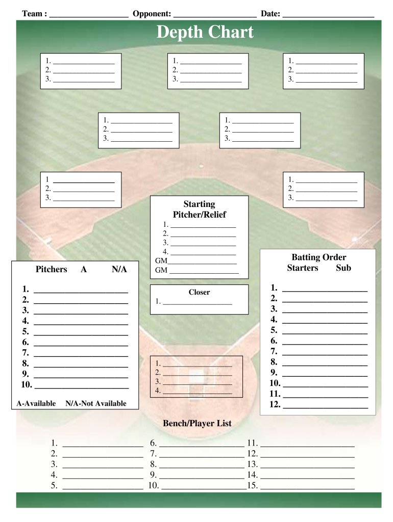 Printable Blank Baseball Position Sheets
