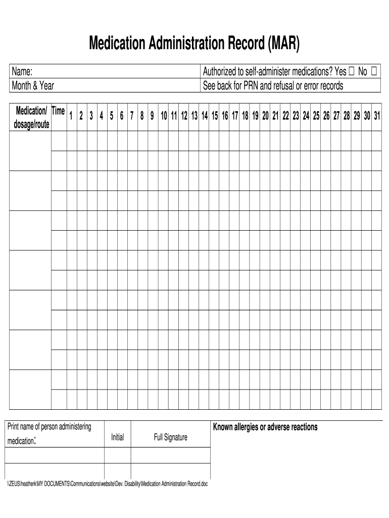 Printable Blank Mar