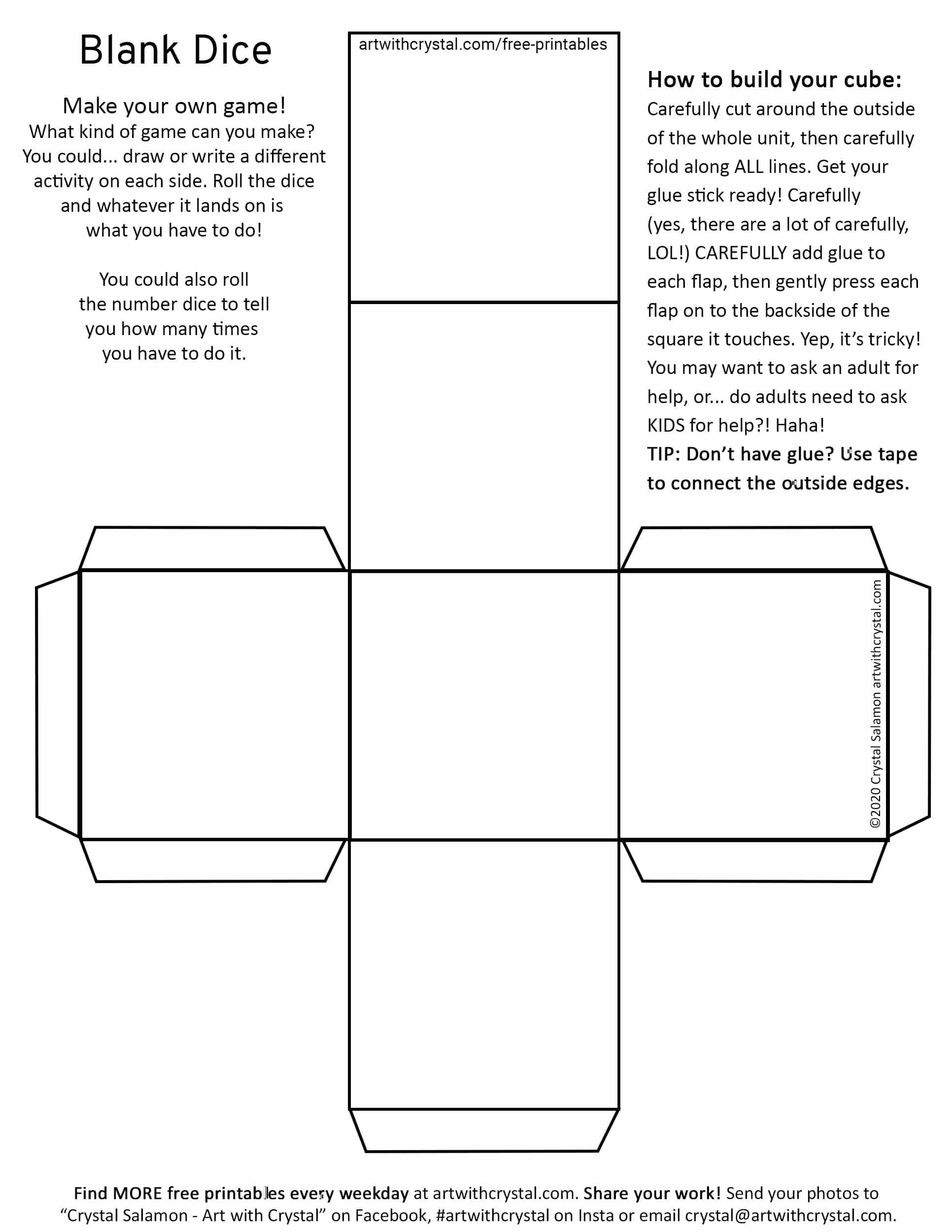 Dice O Rama FREE Printable Dice Art With Crystal Worksheets 