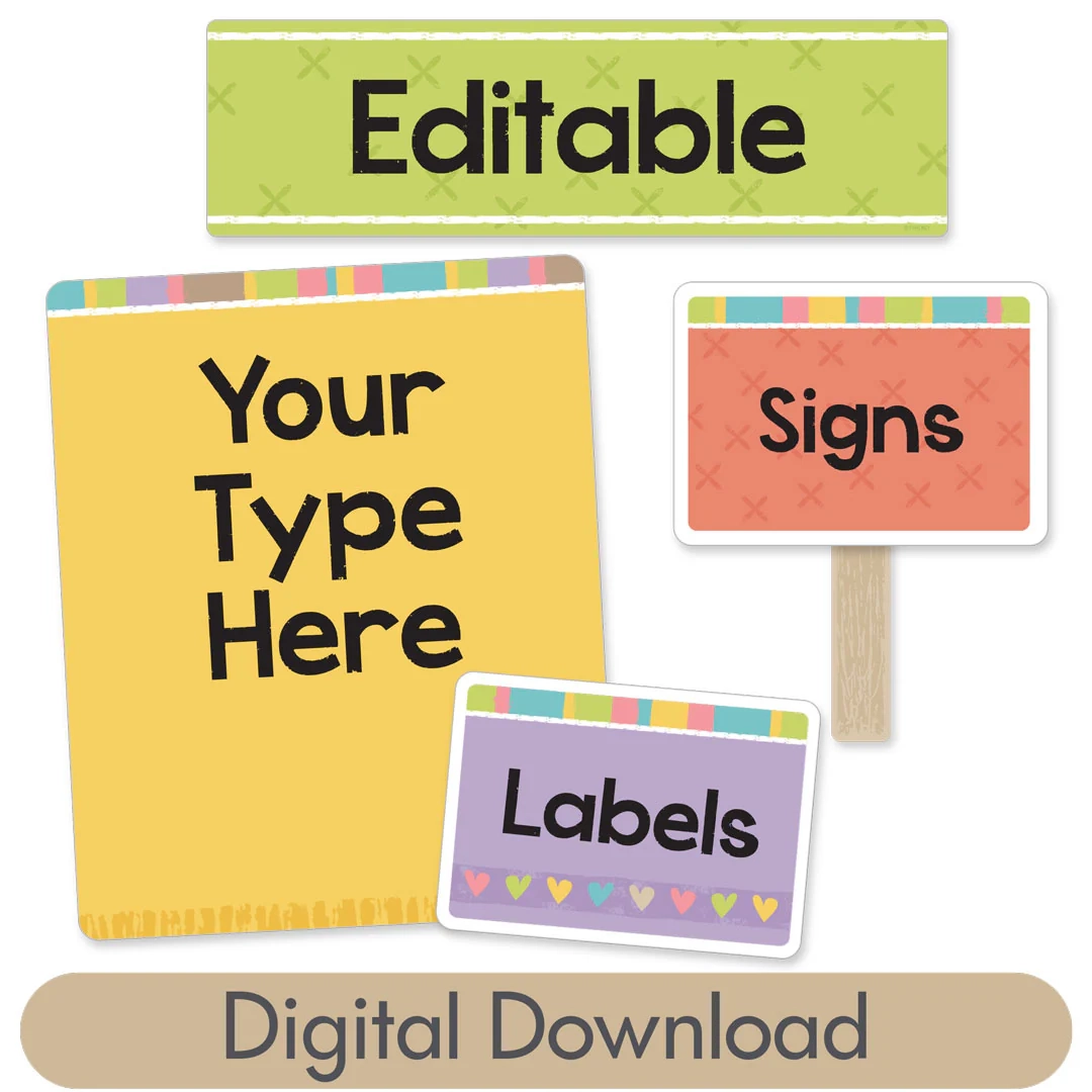 Digital Blank Garden Signs Printable Decor Editable Cut outs 