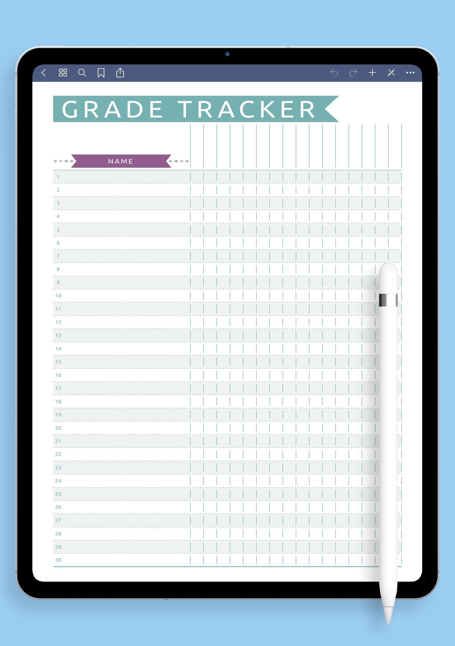 Blank Gradebook Printable