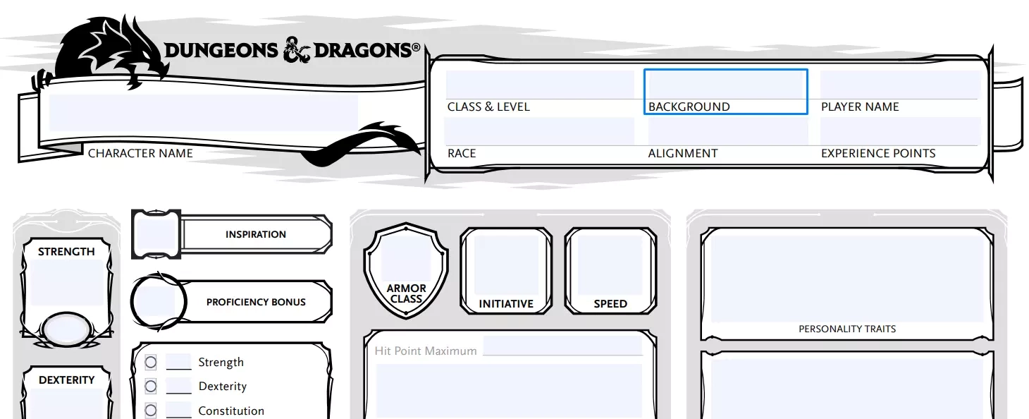 DnD Character Sheet Fill Out Printable PDF Forms Online