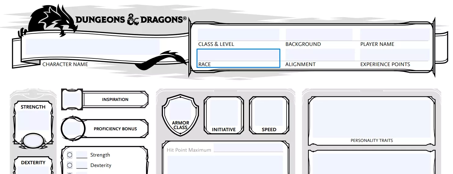 DnD Character Sheet Fill Out Printable PDF Forms Online