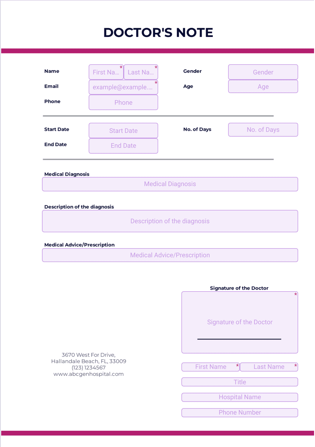 Printable Blank Doctors Notes
