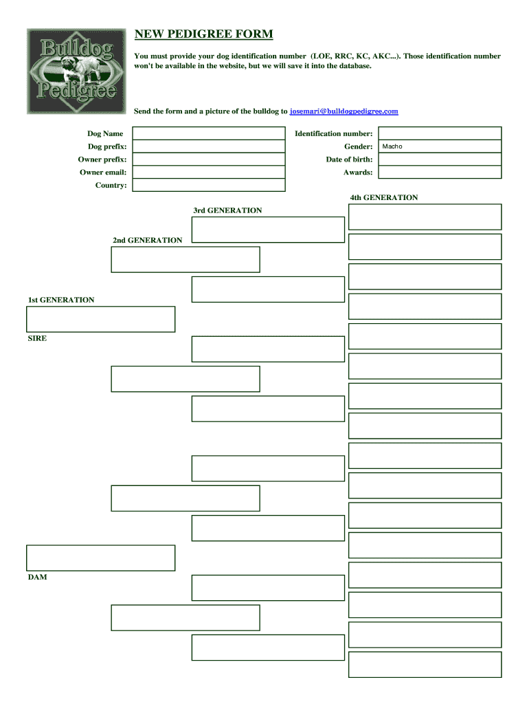 Blank Dog Pedigree Printable Chart
