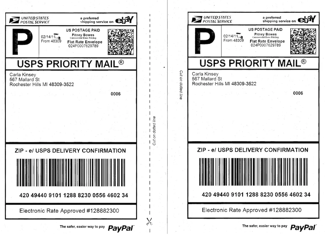 Domestic Shipping Included 50 Self Adhesive Labels Shipping 