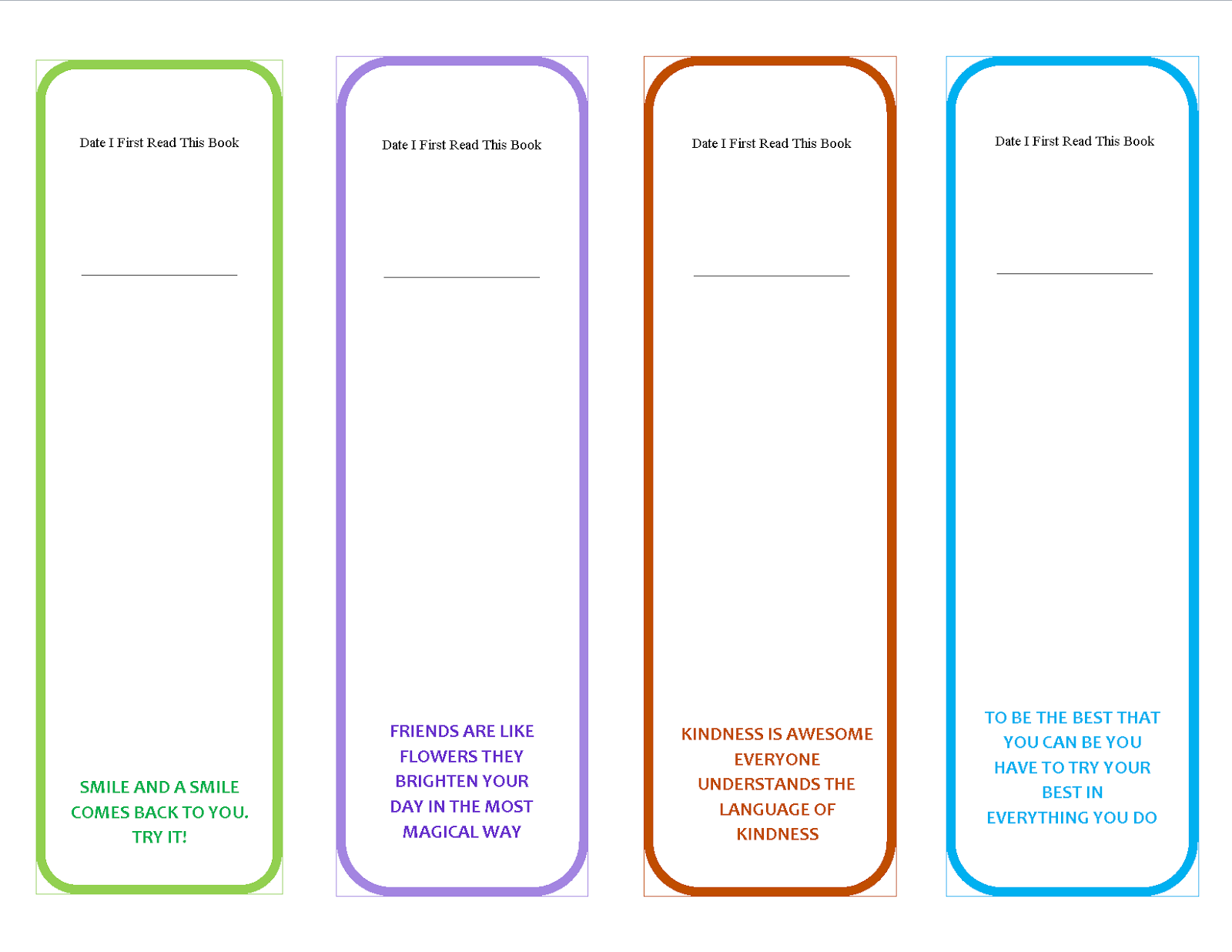 Free Printable Blank Bookmarks