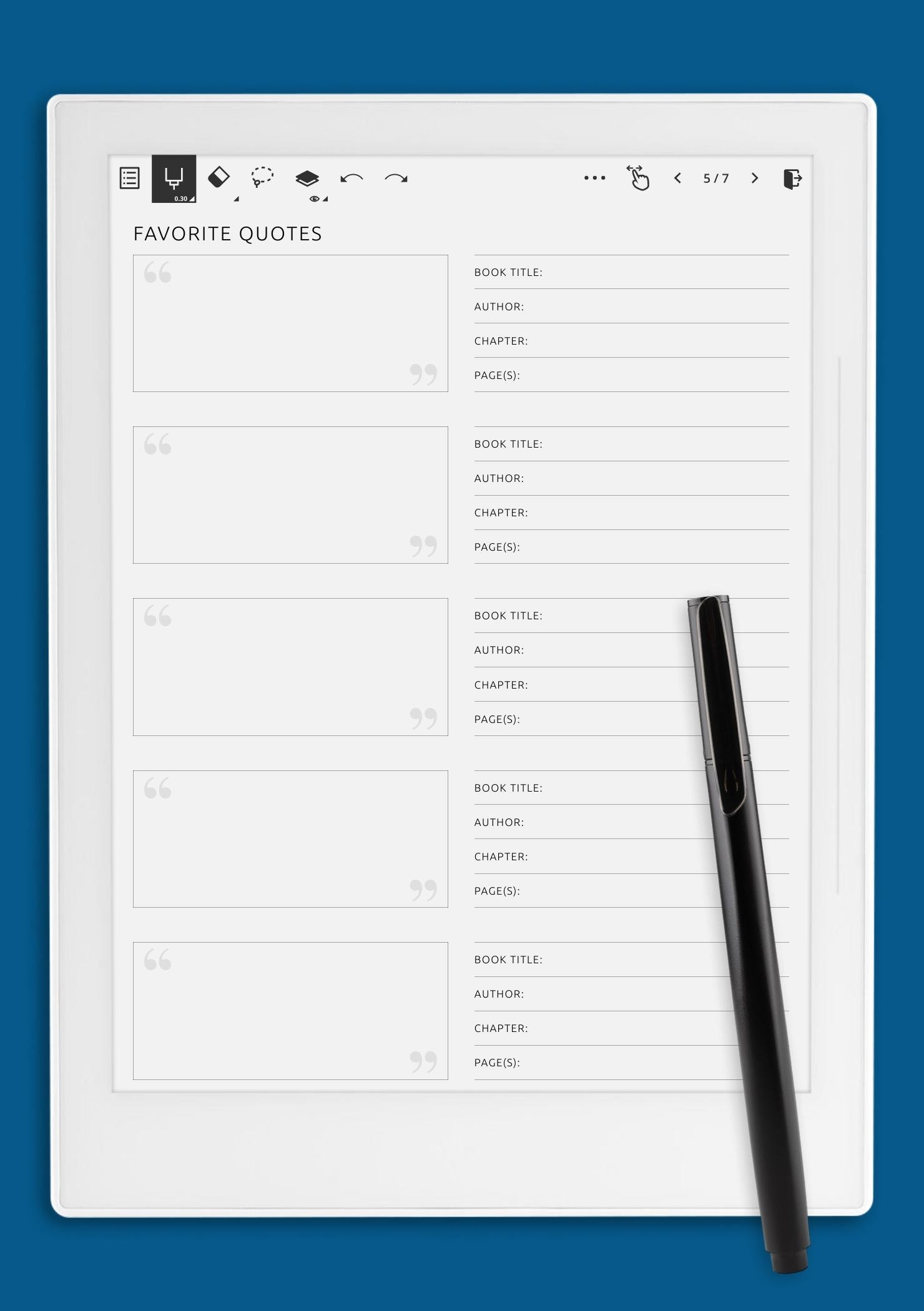 Download Printable Favorite Quotes Template PDF