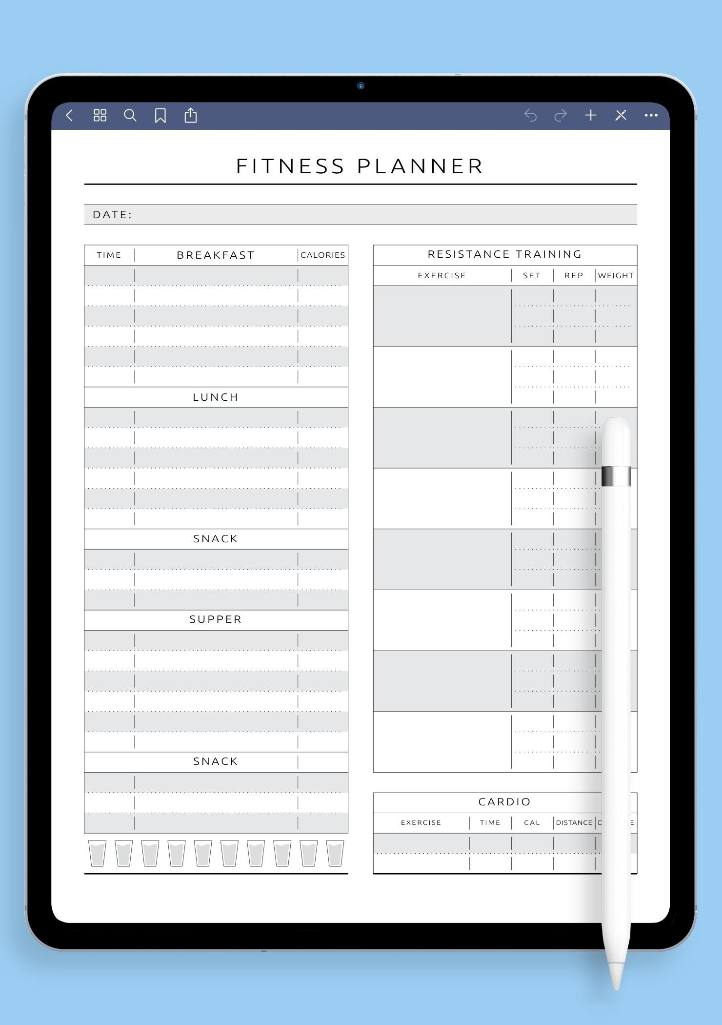 Blank Printable Calendar Water