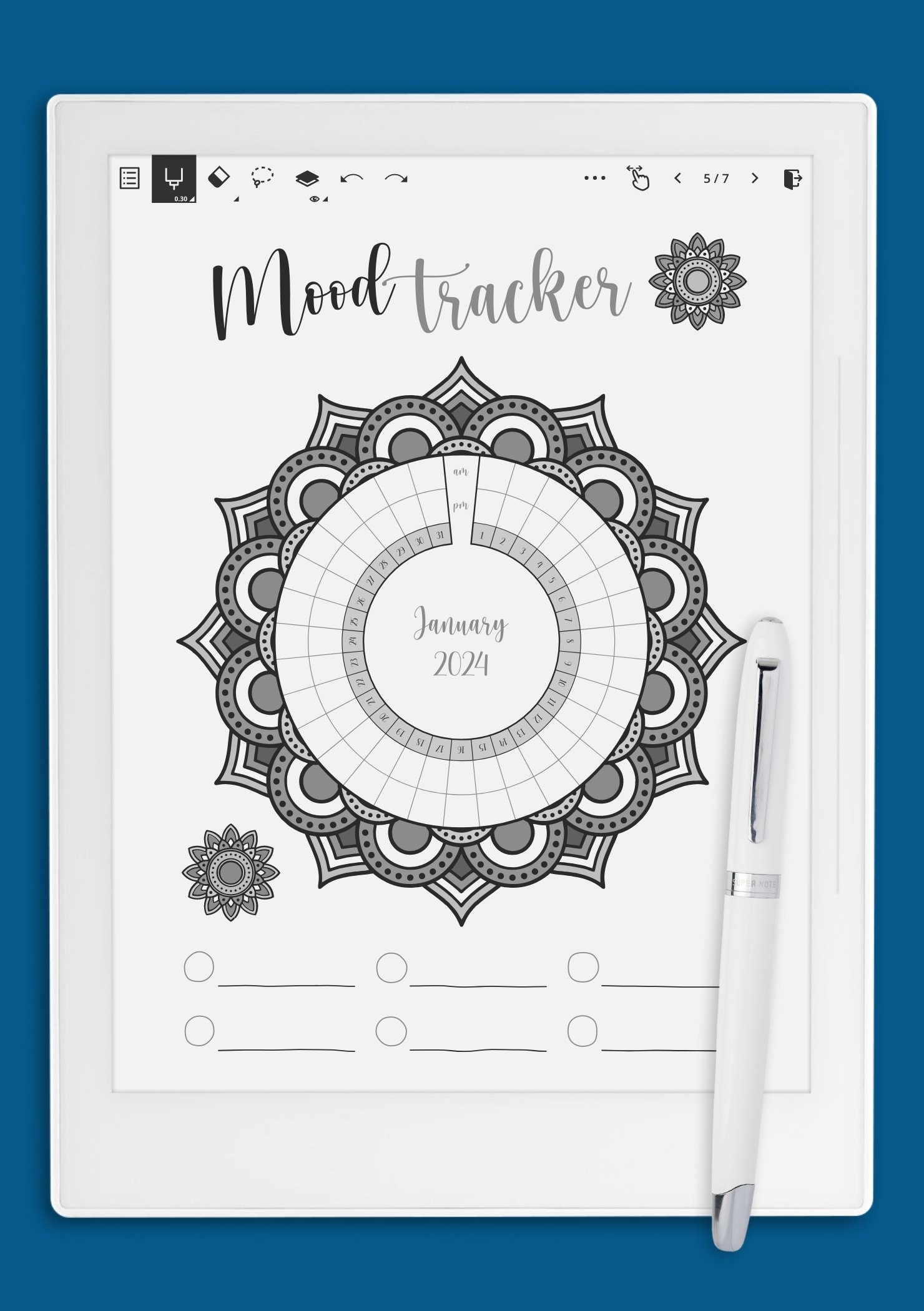 Printable Blank Mandalas Calendar