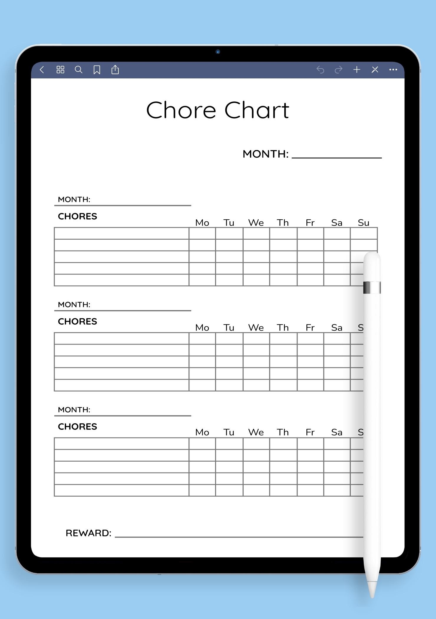 Blank Printable Chart Monthly