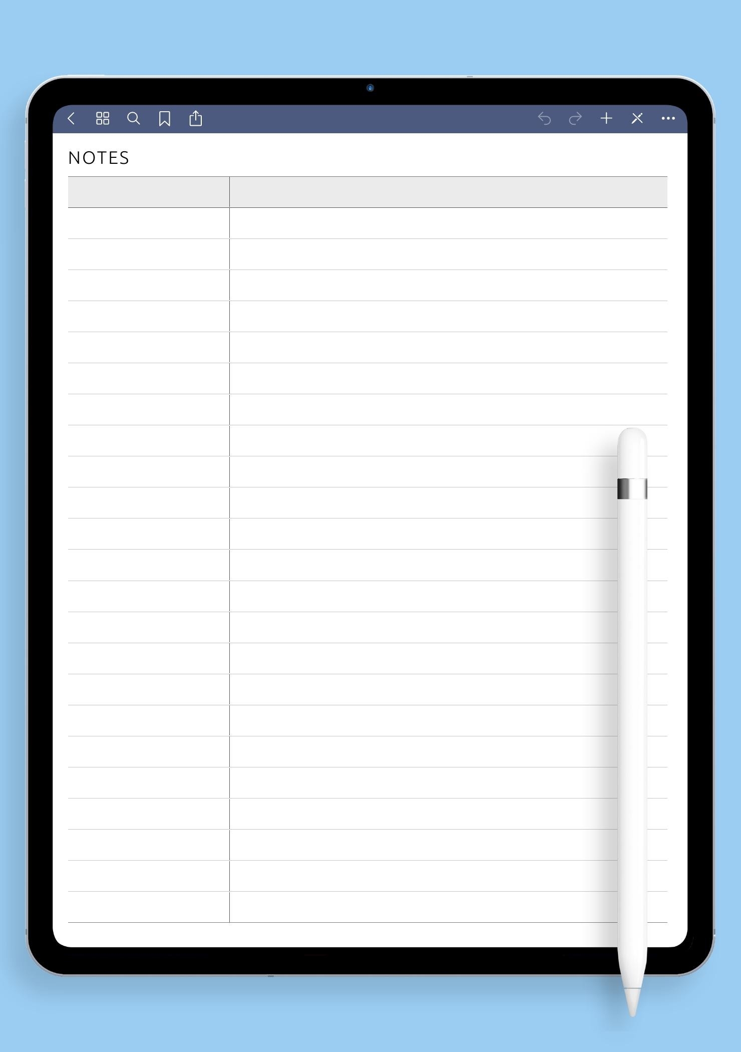Printable Blank Table
