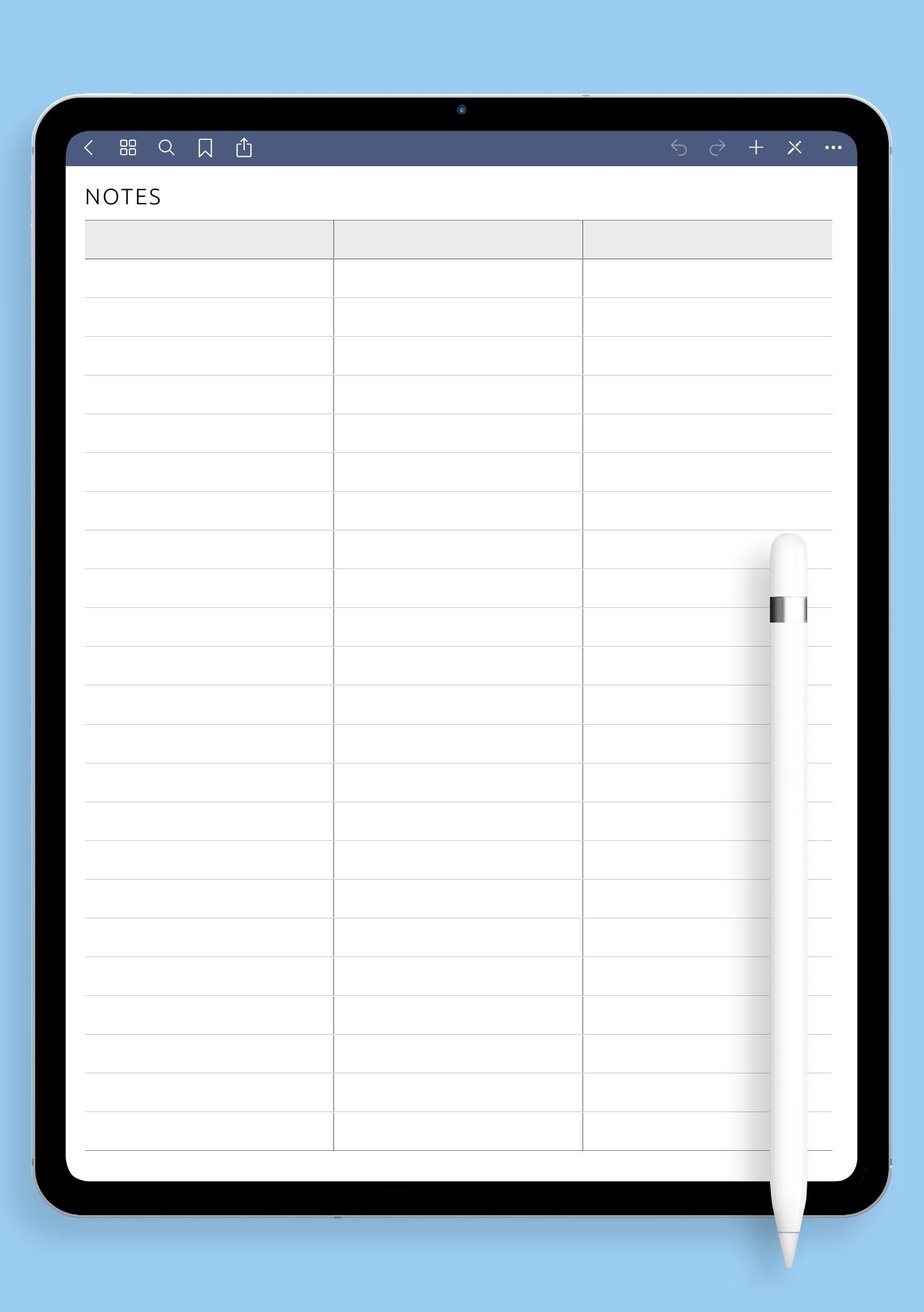 Download Printable Table 3 Column PDF
