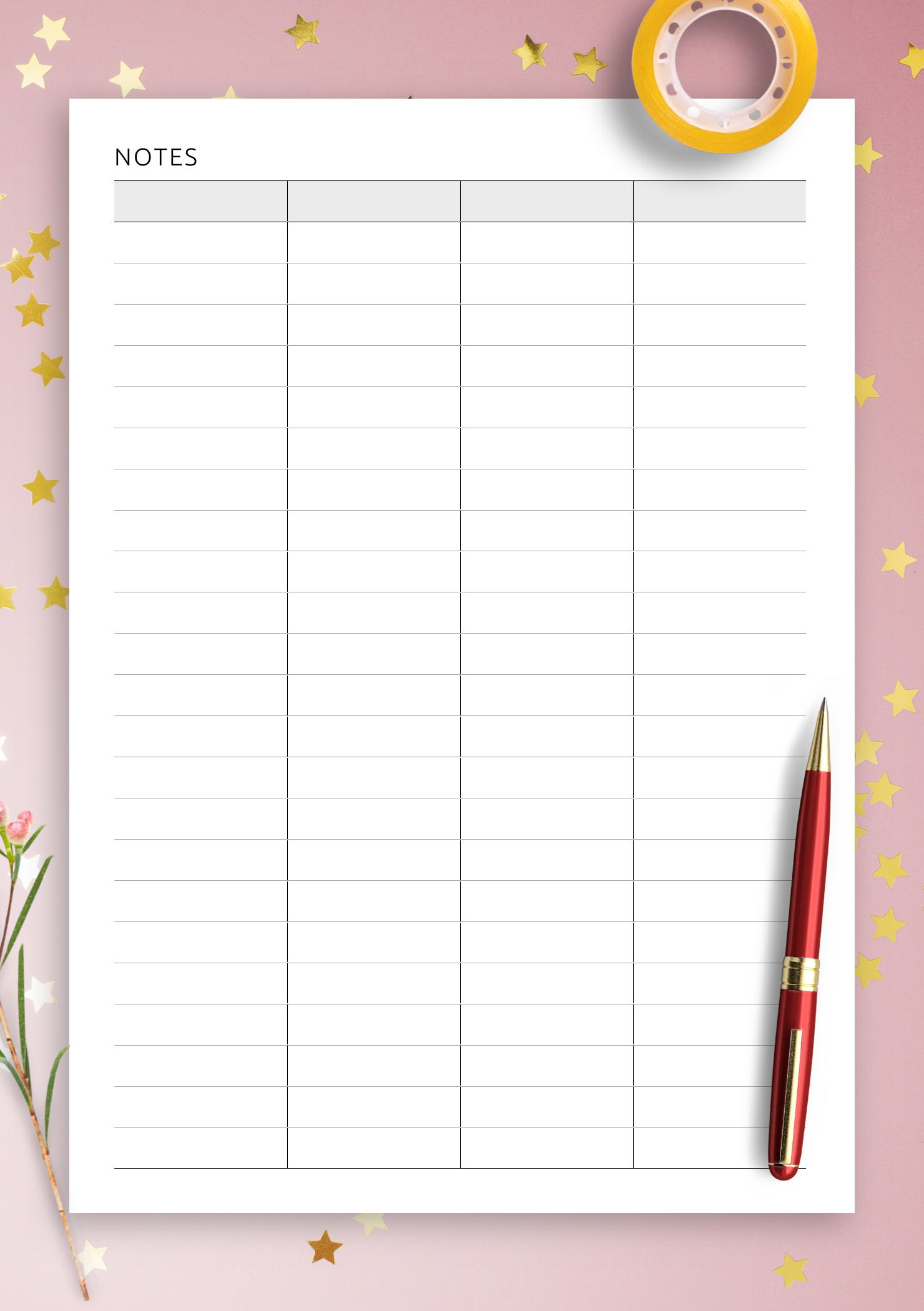 Blank Printable Column Forms