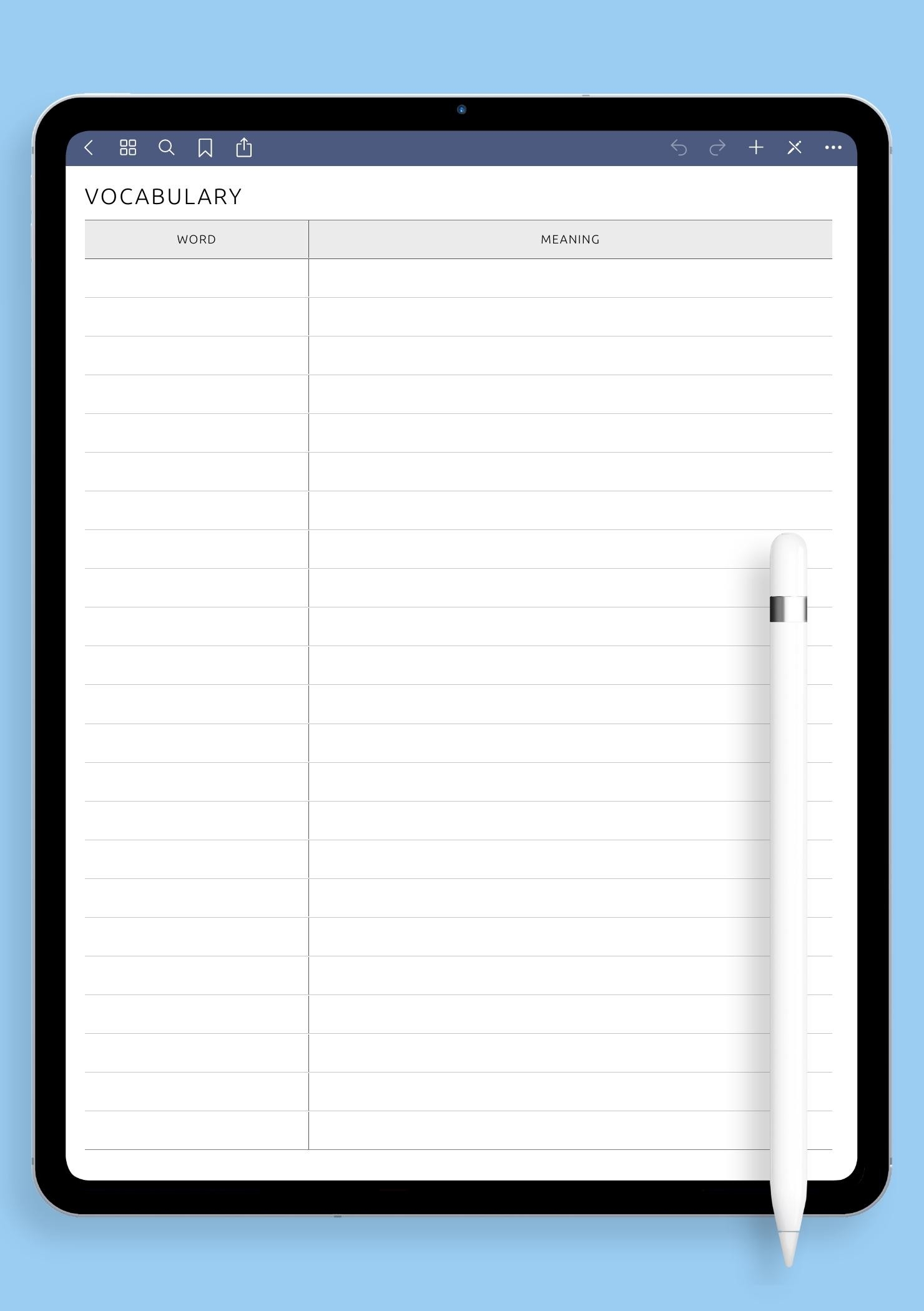 Download Printable Vocabulary amp Definitions Template PDF