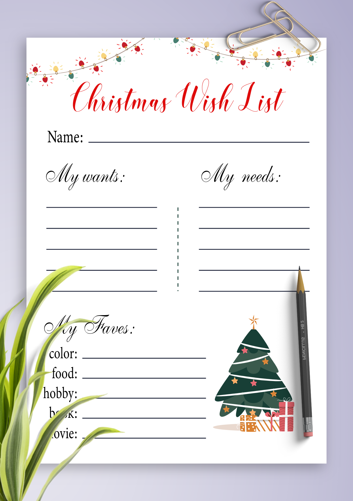Blank Christmas List Printable