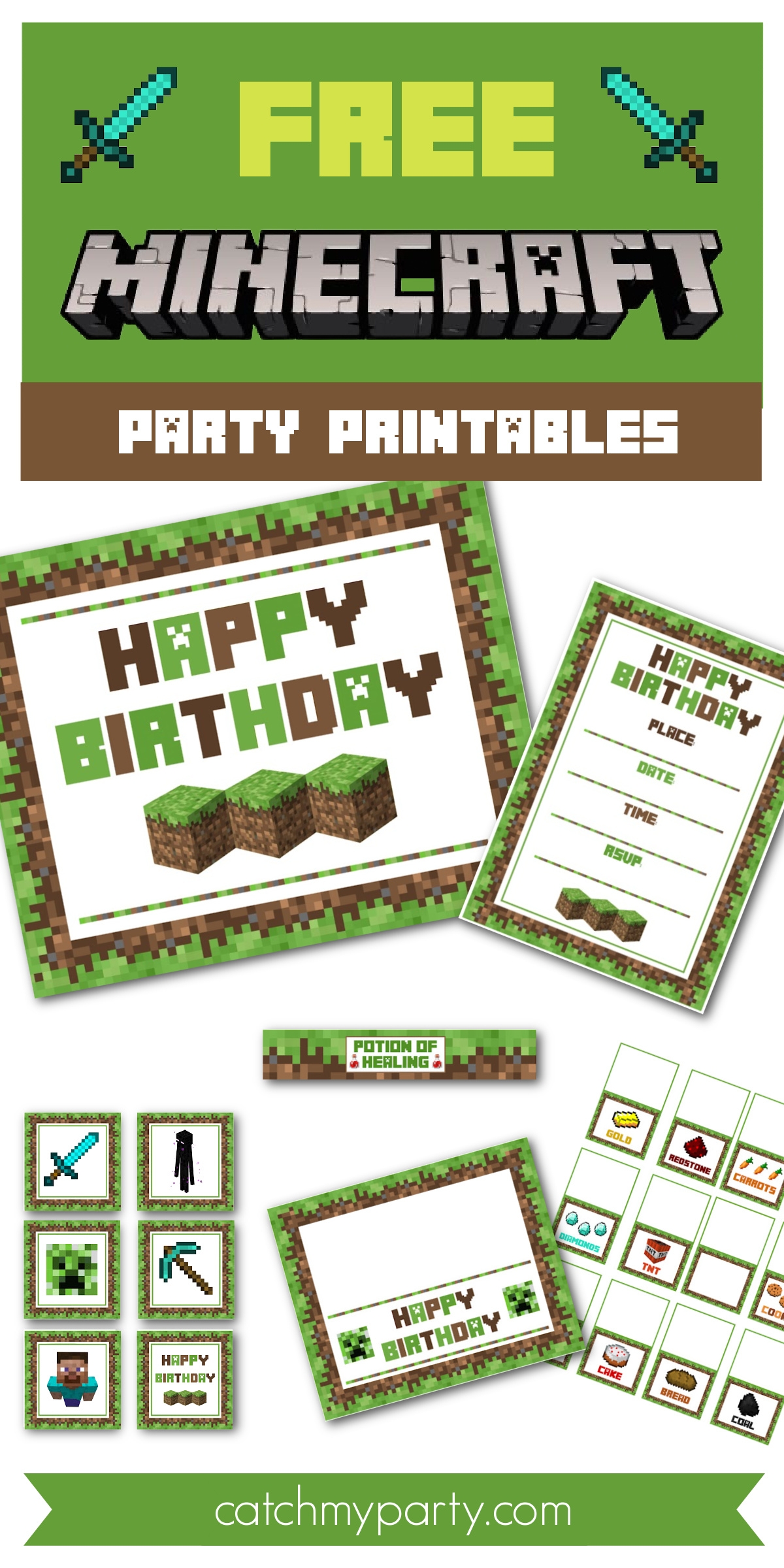 Free Minecraft Blank Invitation Printables