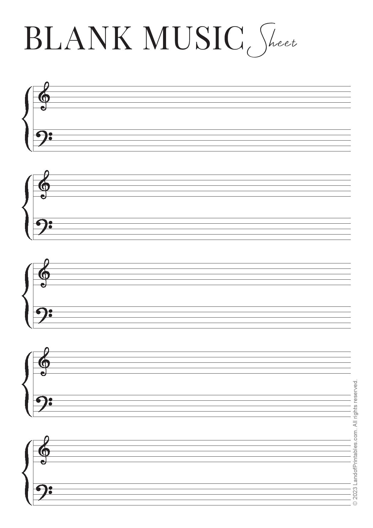 Printable Free Blank Treble Page