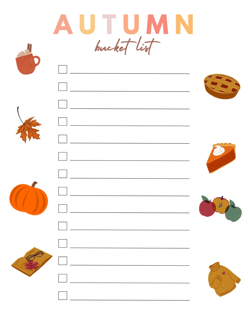 Blank Fall Bucket List Printable