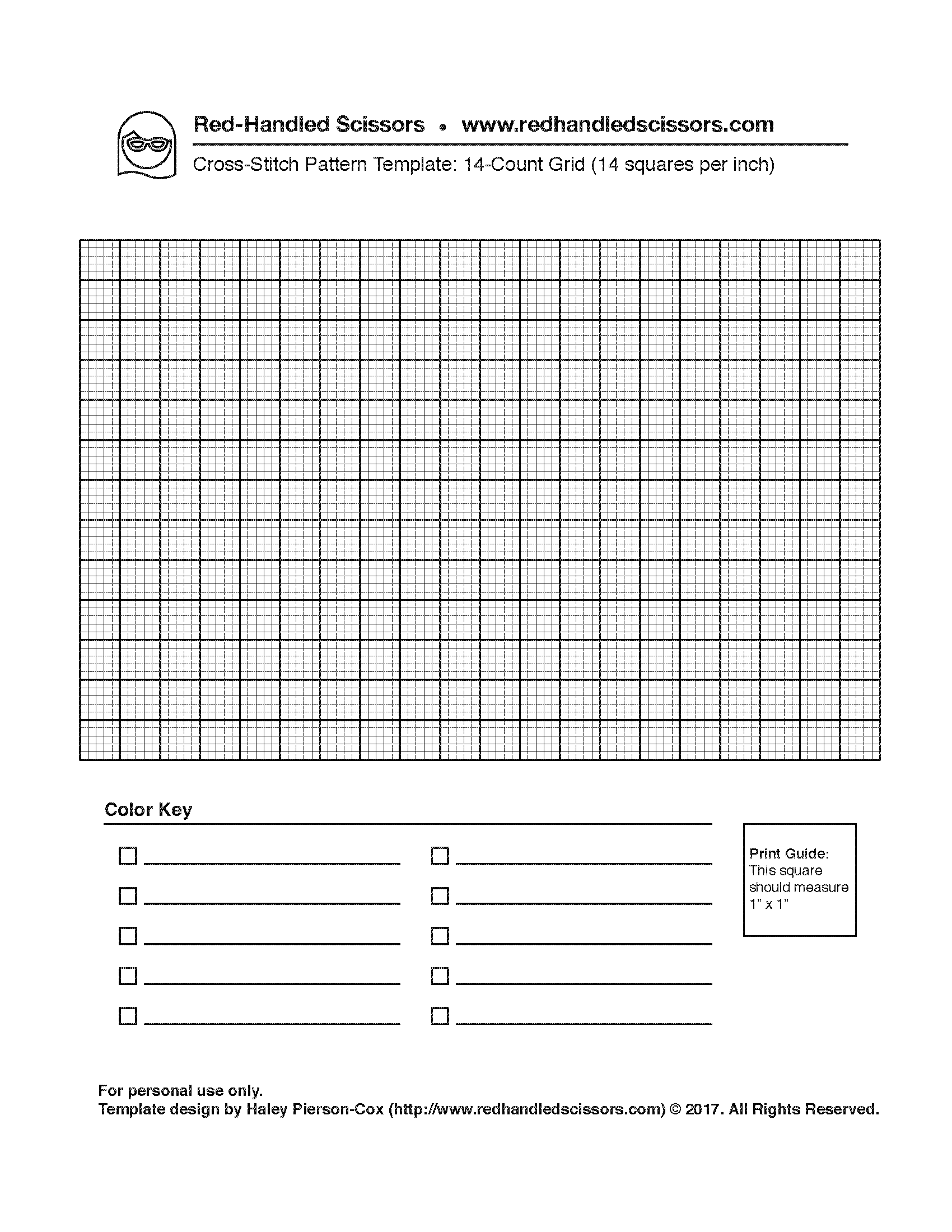 Downloadable Cross Stitch Graph Paper Templates Red Handled Scissors