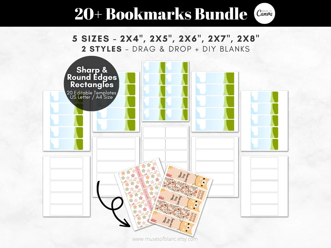 Cute Blank Bookmark Printable Etsy