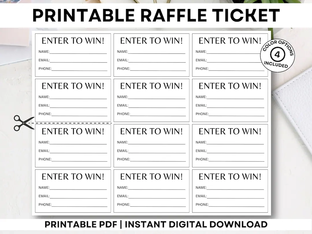 Druckbare Raffle Tickets Geben Sie Ein Um Tickets Zu Gewinnen 