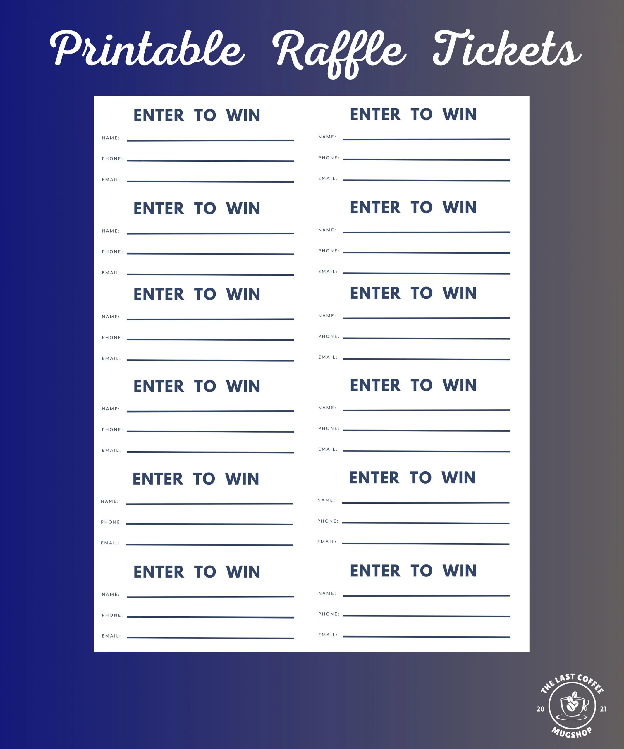 Printable Blank Raffle Tickets