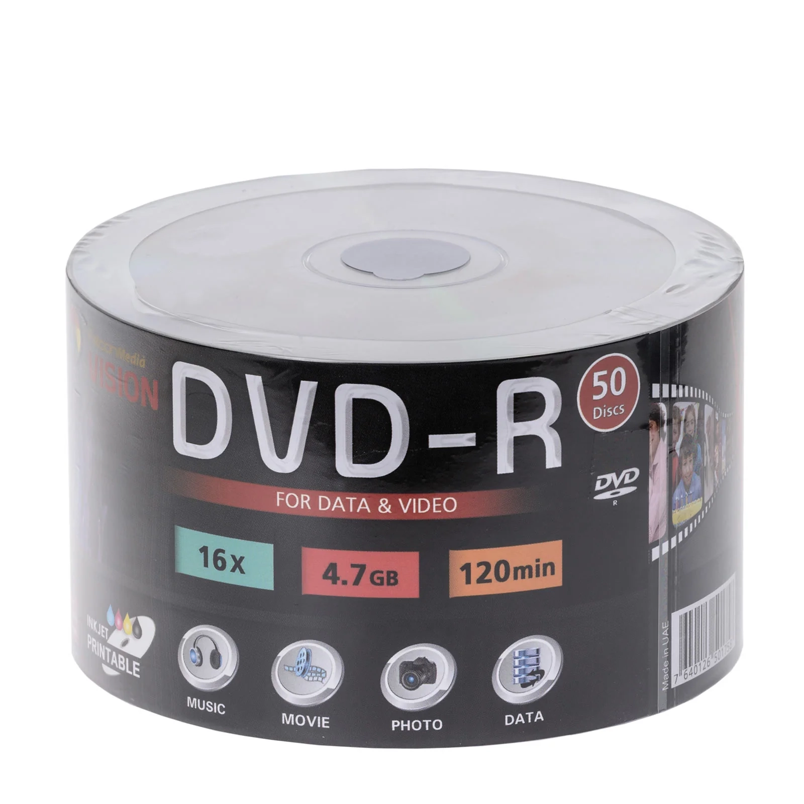 DVD R 4 7GB FTI 16x Vision DVD Rohlinge Inkjet Printable Wei ISP 