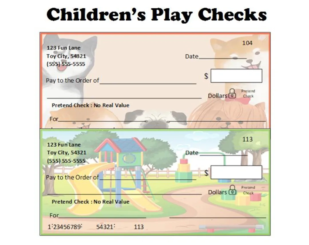 Blank Printable Checks For Kids