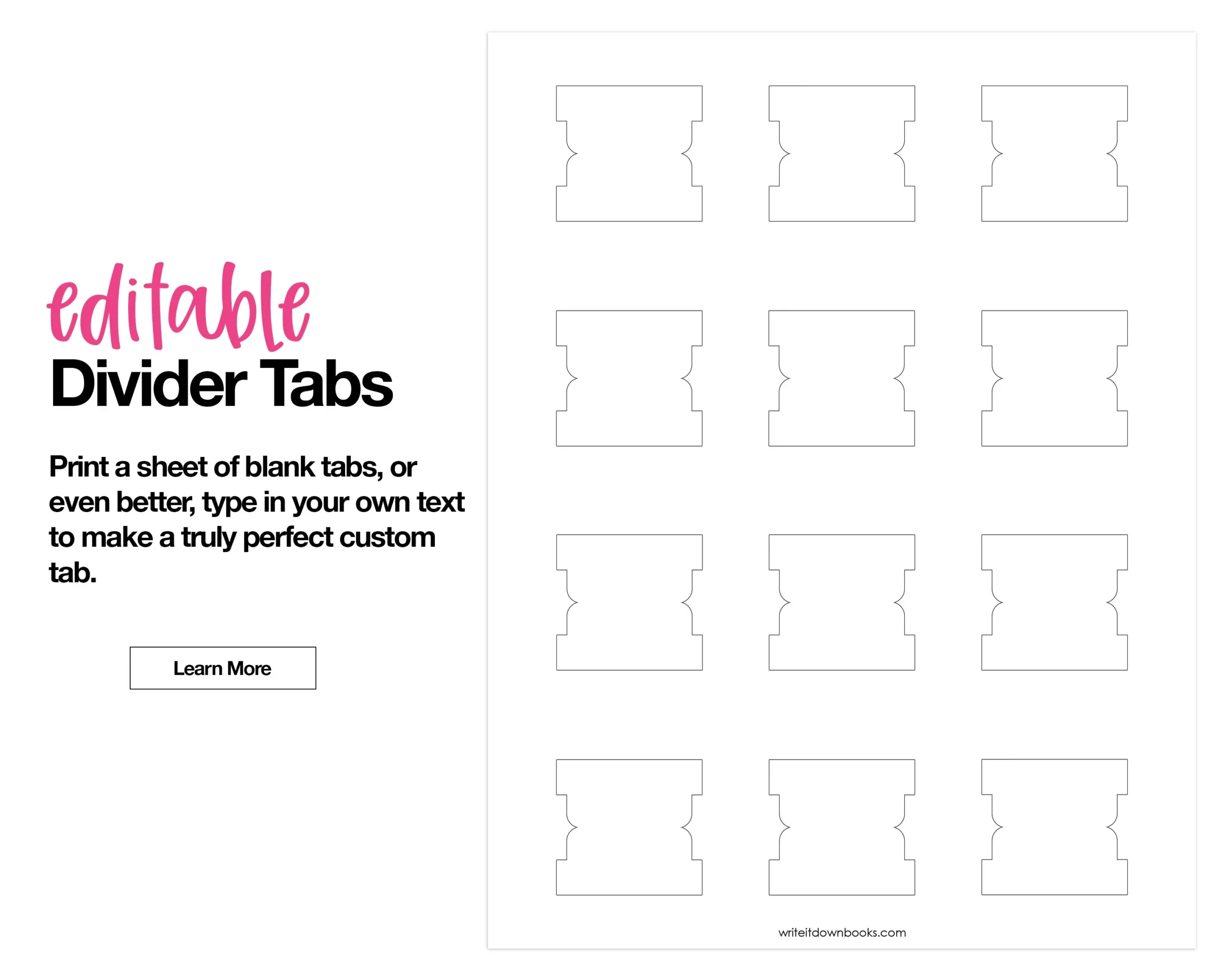 Editable Divider Tabs Blank Printable DIY White Etsy UK
