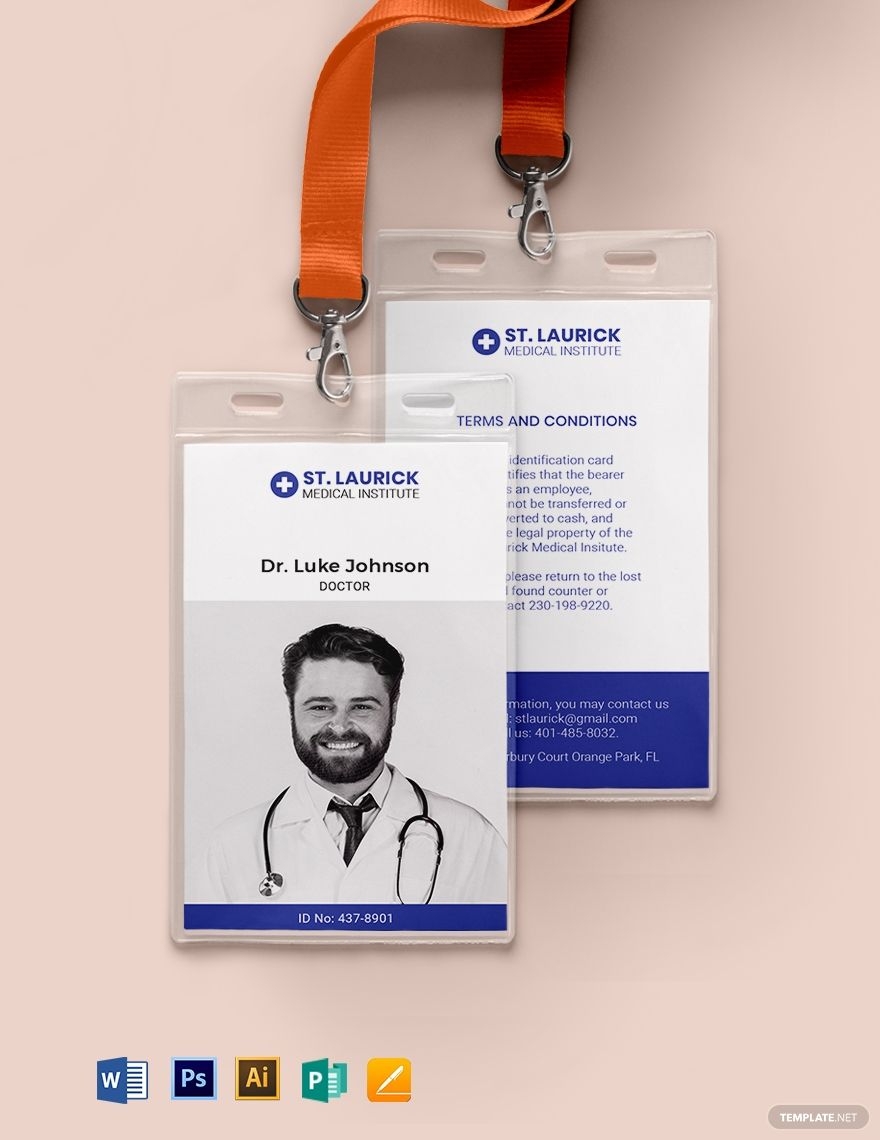 Editable Healthcare ID Card Templates In Publisher To Download