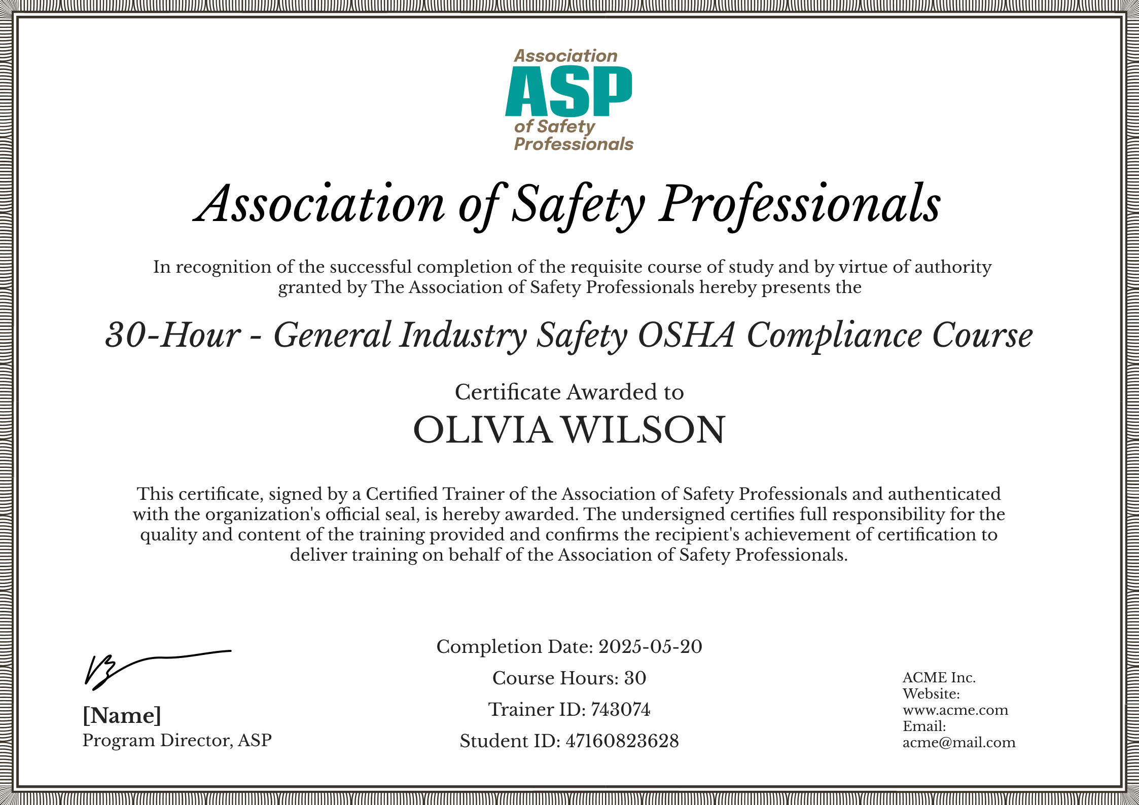 Printable Blank Osha 30 Card