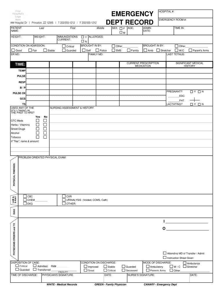 Emergency Room Documentation Templates Fill Out amp Sign Online 