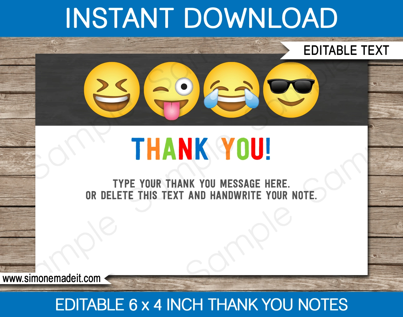 Emoji Party Thank You Notes Template Boys