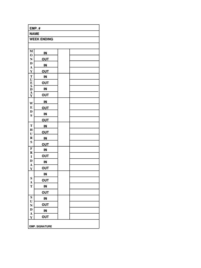 Employee Time Card Form Fill Online Printable Fillable Blank 