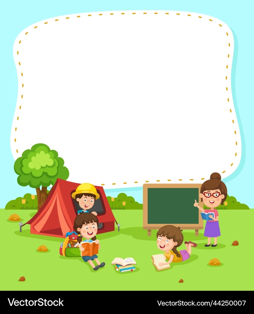Empty Banner Template With Kids Summer Camp Vector Image